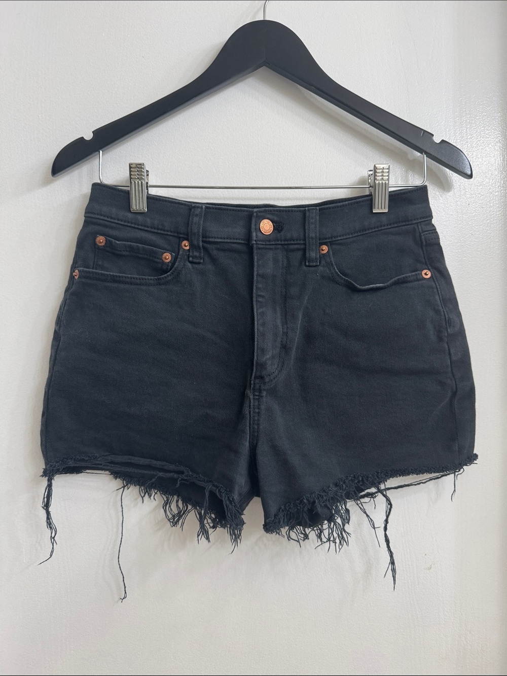 PINK Victoria's Secret Black Distressed Denim Shorts